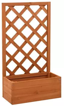 vidaXL Planter with Trellis Fir Wood (50x25x90) orange