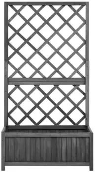 vidaXL Planter with Trellis Fir Wood (70x30x135) black