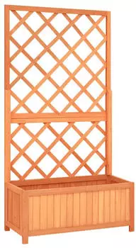 vidaXL Planter with Trellis Fir Wood (70x30x135) brown