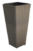 Trendline - Pflanzgef&auml;&szlig; Poly Rattan 28x28x60 Cm, Grau Blumenk&uuml;bel Blumentopf