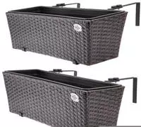 Blumenkasten Balkonkasten Pflanzkasten 11 Liter Montagehalterung Polyrattan...