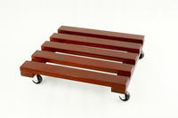 TrendLine Pflanzenroller Akazie 4 Rollen 35x35cm Blumenroller Rolluntersetzer