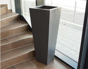 Eleganteinrichten Pflanzk&uuml;bel Fiberglas s&auml;ule konisch 30x30x90cm anthrazit metallic