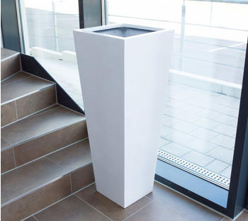 Eleganteinrichten Pflanzkübel Fiberglas säule konisch 30x30x90cm hochglanz weiß