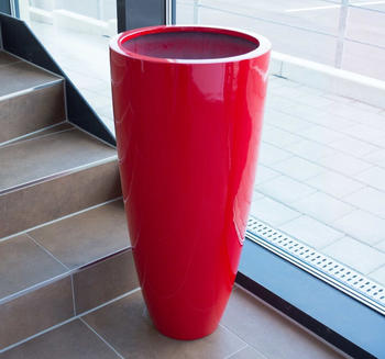Eleganteinrichten Blumenkübel Fiberglas rund konisch Ø30x60cm hochglanz rot
