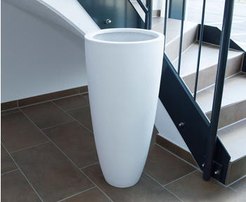Eleganteinrichten Blumenkübel Fiberglas rund konisch Ø30x60cm perlmutt weiß