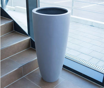 Eleganteinrichten Blumenkübel Fiberglas rund konisch Ø38x80cm grau