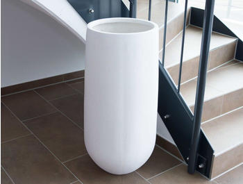 Eleganteinrichten Pflanzk&uuml;bel Fiberglas rund konisch &Oslash;40x80cm perlmutt wei&szlig;