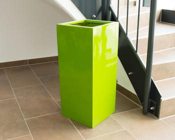 Eleganteinrichten Pflanzkübel Fiberglas säule 30x30x68cm hochglanz avocado grün