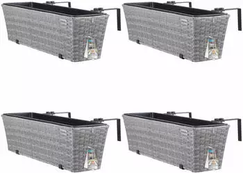 Casaria Polyrattan Blumenkasten 4er-Set grau