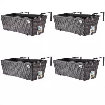 Casaria Polyrattan Blumenkasten 4er-Set braun