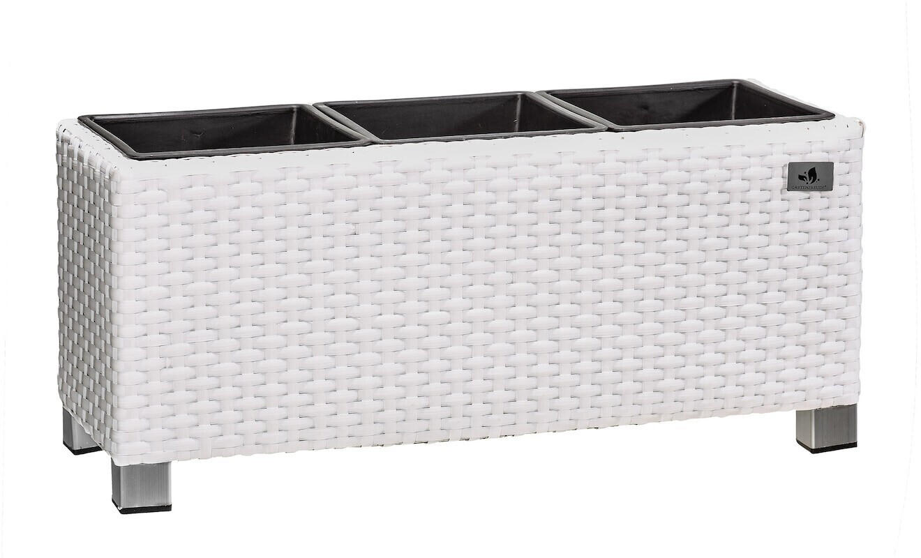 Gartenfreude Pflanzkübel Polyrattan 78x27cm weiß Erfahrungen auf