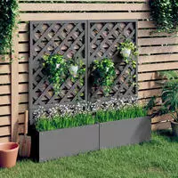 Blumenk&auml;sten Mit Rankgittern 2 Stk. Grau 65x33x135 Cm Wpc - Vidaxl