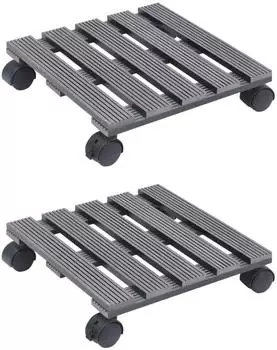 vidaXL Pflanzenroller 30 x 30 x 7,5 cm WPC grau 2 Stk. (149034)