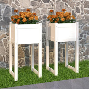 vidaXL Pflanzk&uuml;bel 40 x 40 x 81 cm Massivholz Kiefer wei&szlig; 2 Stk. (822125)