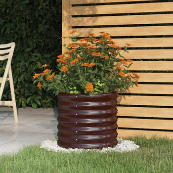 vidaXL Pflanzkübel pulverbeschichteter Stahl 40 x 40 x 36 cm braun (318845)