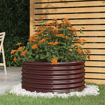 vidaXL Pflanzkübel pulverbeschichteter Stahl 80 x 80 x 36 cm braun (318855)