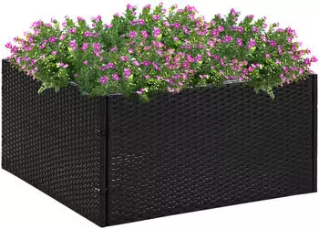 vidaXL Pflanzkübel 80 x 80 x 40 cm Polyrattan schwarz (319171)