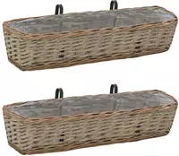vidaXL Balkon-Blumenkasten 2 Stk. Weide mit PE-Auskleidung 80 cm