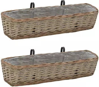 vidaXL Balkon-Blumenkasten Weide mit PE-Auskleidung 80 cm 2 Stk. (287642)