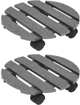 vidaXL Pflanzenroller &Oslash; 30 x 7,5 cm WPC grau 2 Stk. (149032)