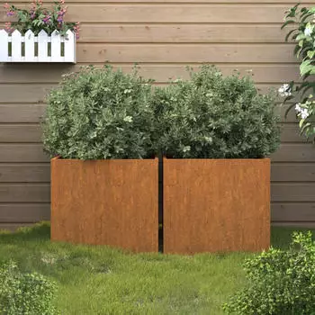 vidaXL Pflanzkübel 32 x 30 x 29 cm Cortenstahl grau 2 Stk. (821548)