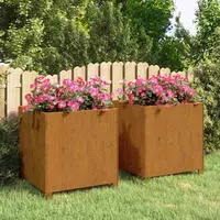 vidaXL Pflanzk&uuml;bel mit Beinen 2 Stk. Rostig 50x50x50 cm Cortenstahl