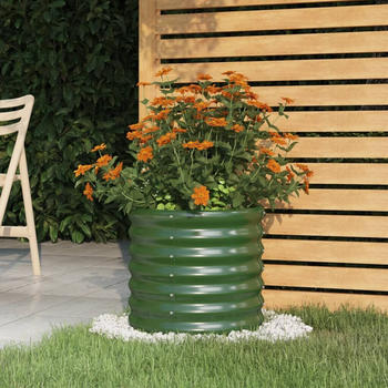 vidaXL Pflanzkübel pulverbeschichteter Stahl 40 x 40 x 36 cm grün (318843)