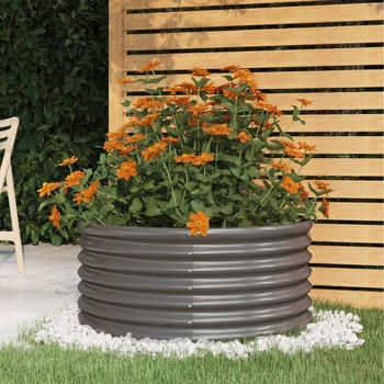 vidaXL Pflanzk&uuml;bel pulverbeschichteter Stahl 80 x 80 x 36 cm grau (318854)