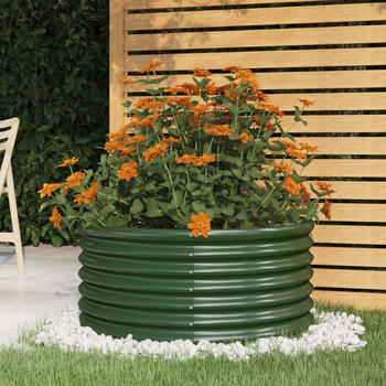 vidaXL Pflanzkübel pulverbeschichteter Stahl 80 x 80 x 36 cm grün (318853)