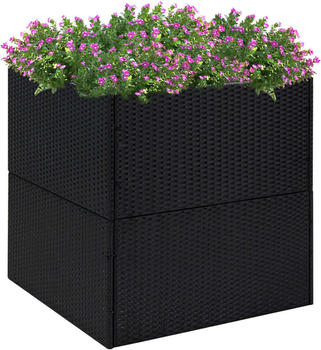 vidaXL Pflanzkübel 80 x 80 x 80 cm Polyrattan schwarz (319173)