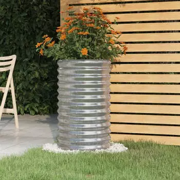 vidaXL Pflanzk&uuml;bel pulverbeschichteter Stahl 40 x 40 x 68 cm silber (318852)