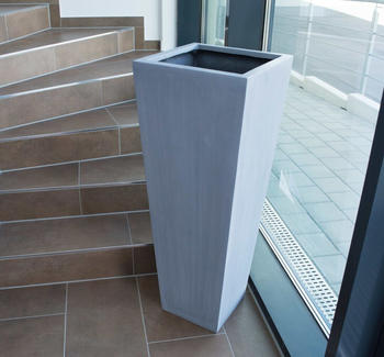 Eleganteinrichten Pflanzk&uuml;bel Fiberglas s&auml;ule konisch 30x30x90cm grau