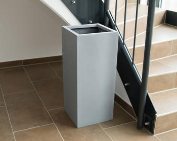 Eleganteinrichten Pflanzkübel Fiberglas säule 38x38x70cm grau