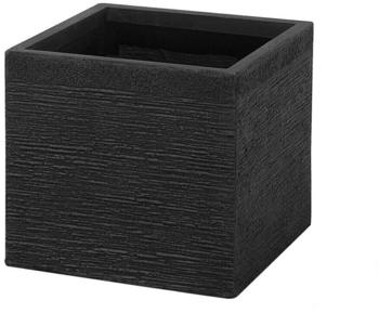 Beliani Blumentopf Fiberglas 30x30x28cm schwarz