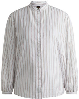Hugo Boss Regular-Fit Bluse aus gestreifter Baumwoll-Popeline (50521110) weiß