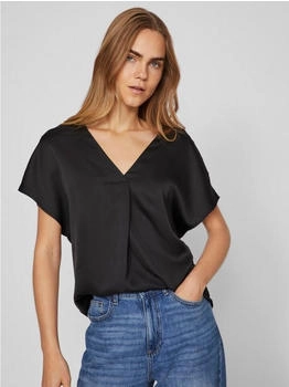 Vila Ellette Kurzarm-Bluse schwarz 14089239