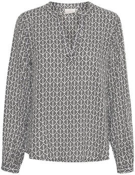 Kaffe Langarm-Bluse KAfana schwarz kreide Fan Print
