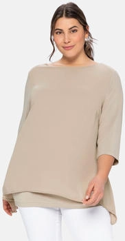 Sheego Blusenshirt A-Linie Zipfelsaum beige