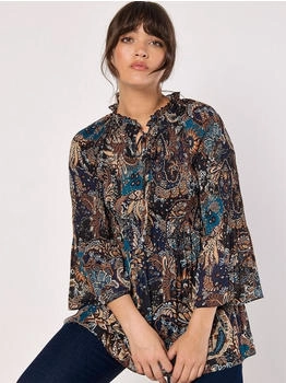 Apricot Grafisches Paisley-plissee-top apricot