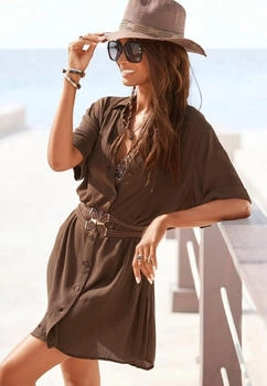 Lascana Longbluse Knopfleiste braun