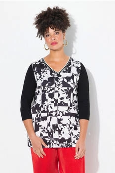 Mia Moda Longbluse A-Linie Satin Muster Jerseyrücken