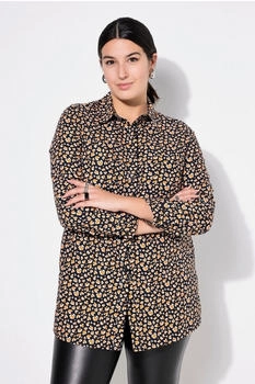 Studio Untold Hemdbluse Boxy Shape Hearts-Print schwarz 58-60