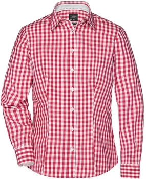 James & Nicholson Karo Bluse 'JN616' rot weiß