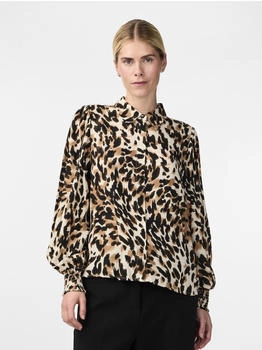 Y.A.S Alira Langarmhemd schwarz leoprint 26030718