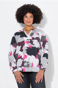 Angel of Style Satinbluse Camouflage-Druck Tunika-Ausschnitt