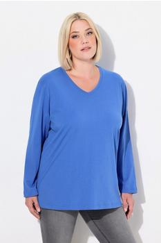 Ulla Popken Shirt V-Ausschnitt Relaxed Langarm Tunika-Shirt pfauenblau