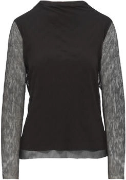 Comma Mesh-Longsleeve Plisseefalten schwarz