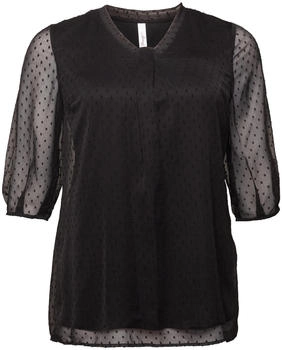 Sheego Tunika Chiffon-Ärmeln und eingewebtem Muster schwarz