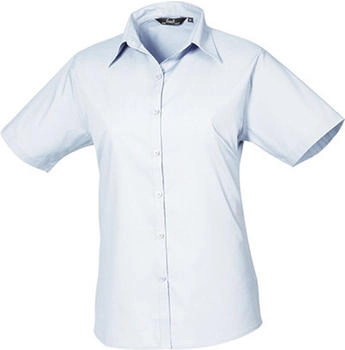 Premier Workwear Popeline Bluse kurzarm PR302 hellblau